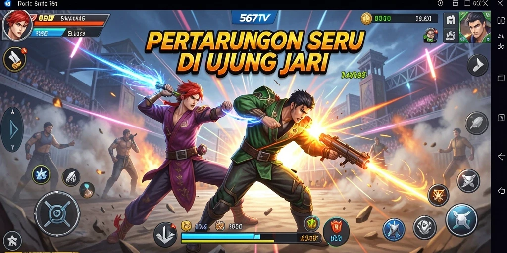 Tampilan gameplay 567TV dengan karakter bertarung yang menarik.