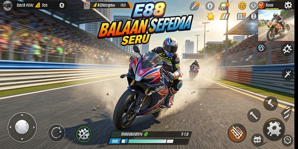 Gameplay seru balapan motor di E88 dengan grafik menawan.