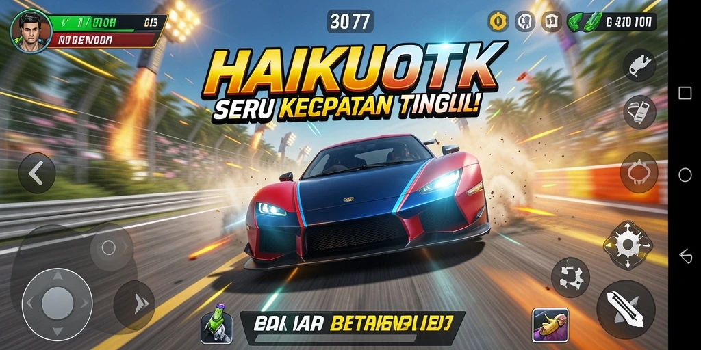 Gameplay HAIKUOTK yang mendebarkan di lintasan balap.
