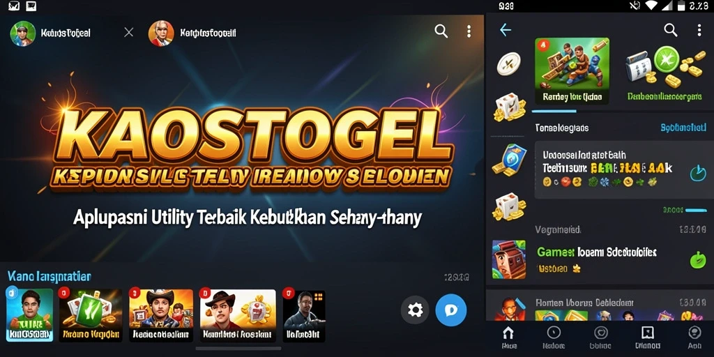 Tampilan screenshot KAOSTOGEL yang menampilkan fitur utama aplikasi Utility.