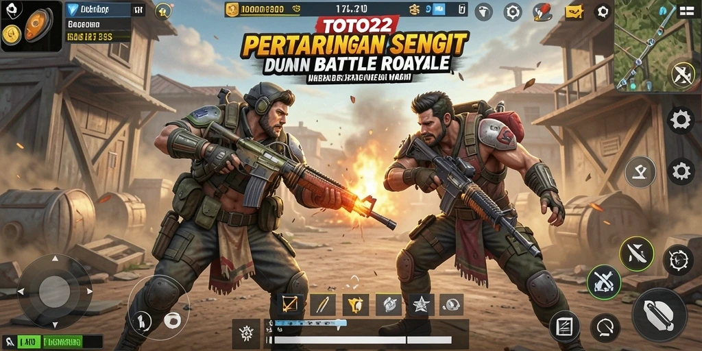 Screenshot utama TOTO22 menampilkan pertarungan seru di arena Battle Royale.